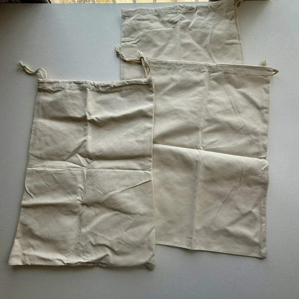 Large Christmas Holiday Gift  Bag Elf Lot Of 3 Ivory‎ Color 24 Inches Cloth.